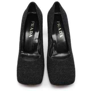Fall 1998 Wool Mirror-Heel Square-Toe Pumps EU 38