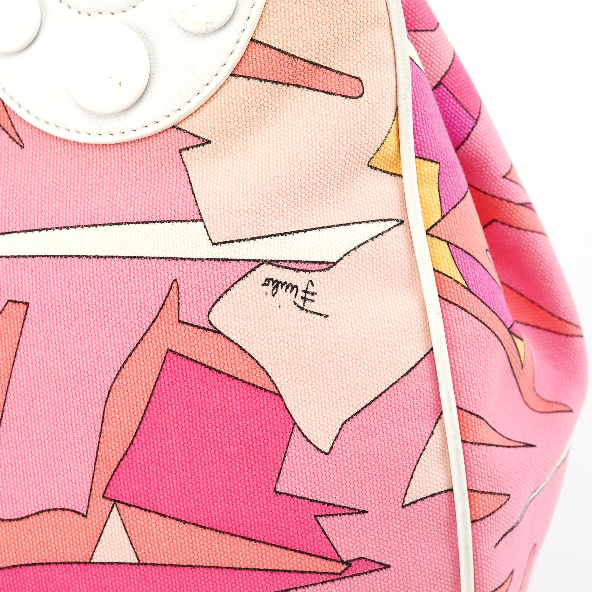 Pucci Pink Multicolour Abstract Canvas Tote Bag