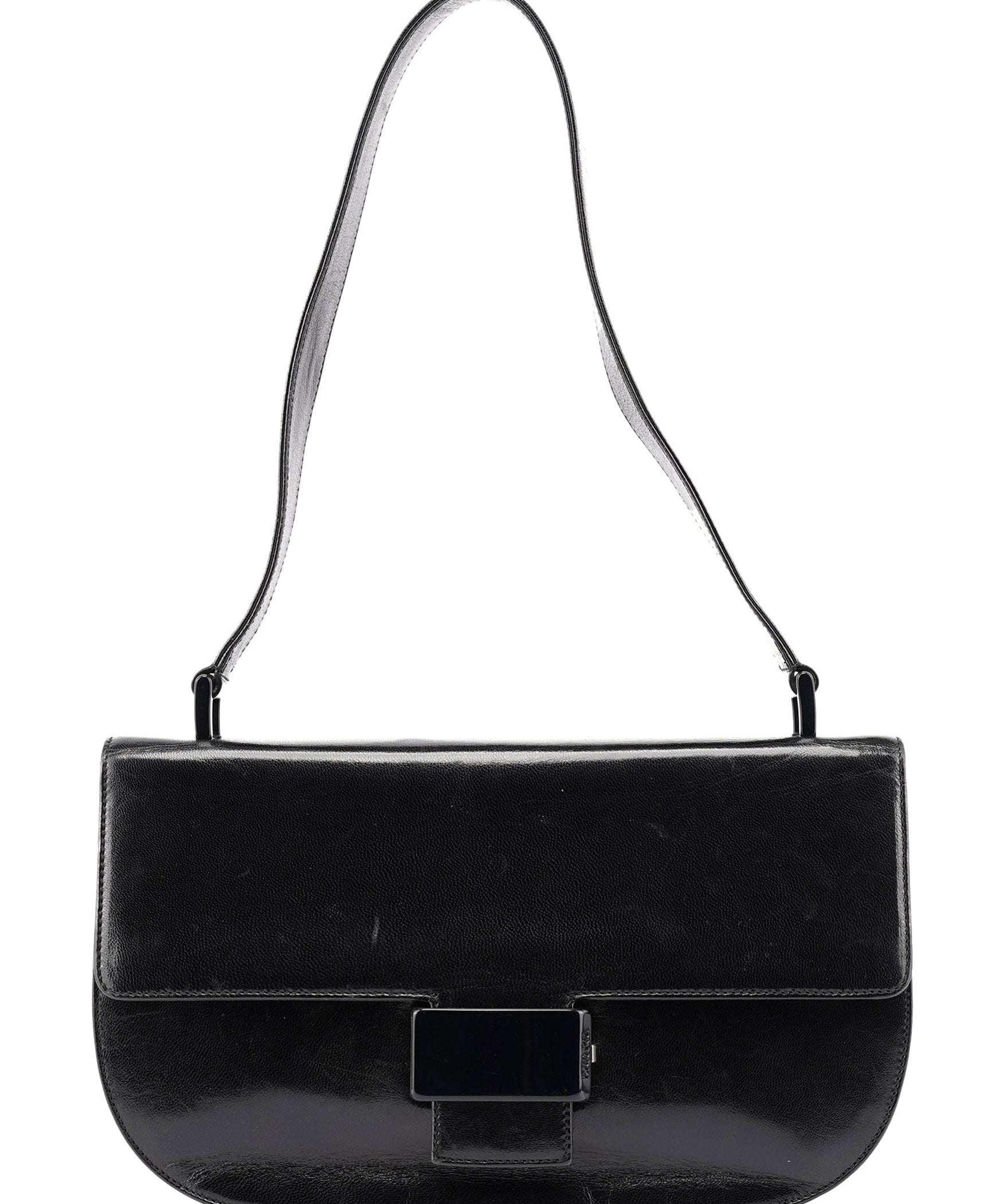 Rediscover Vintage Black Calfskin Madras Shoulder Bag