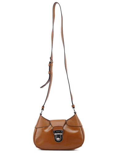 Rediscover Vintage Light Brown Calfskin Buckle Crossbody Bag