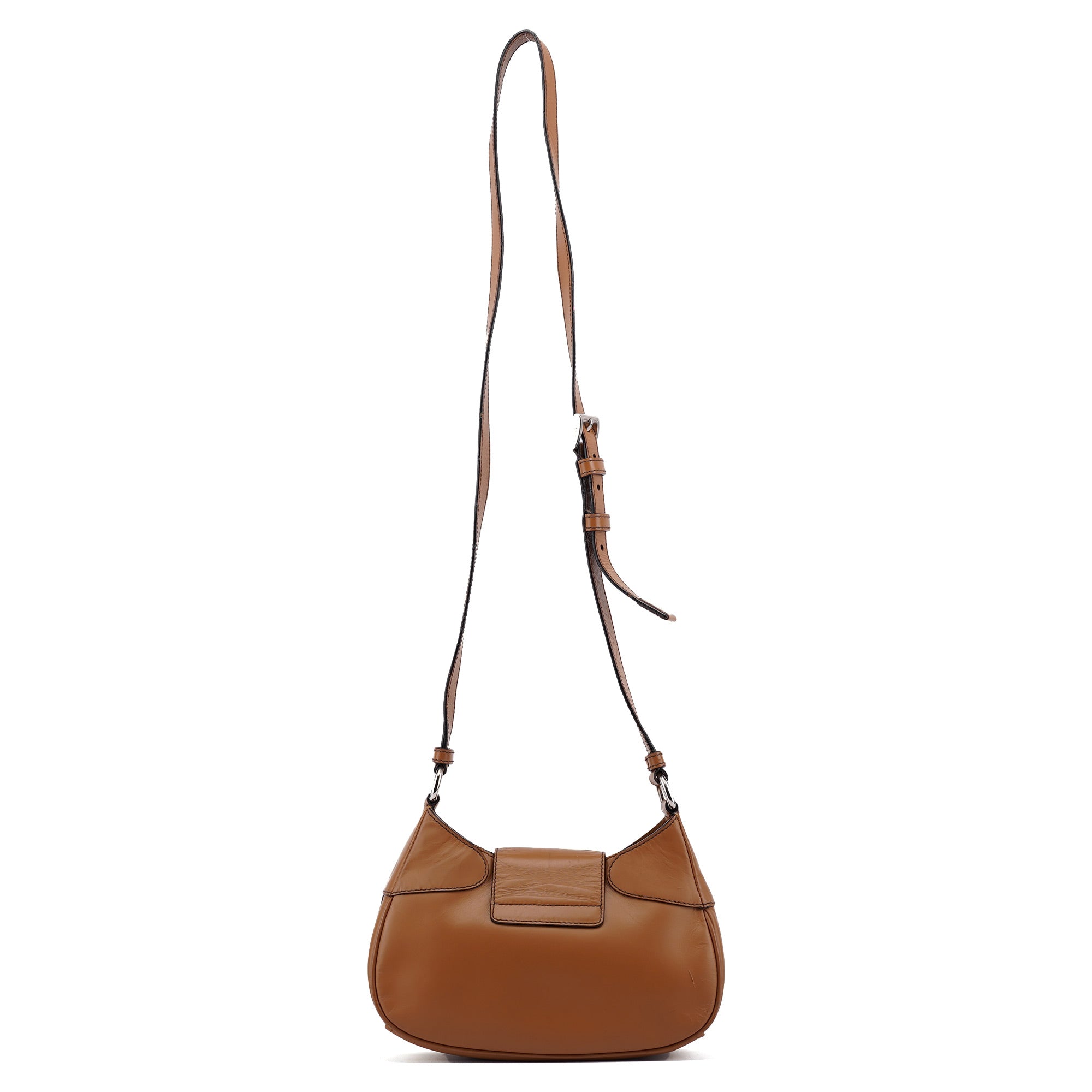 Rediscover Vintage Light Brown Calfskin Buckle Crossbody Bag