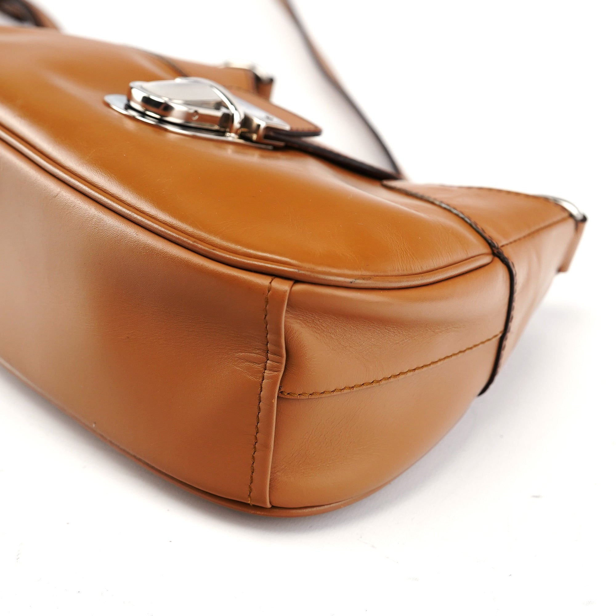 Rediscover Vintage Light Brown Calfskin Buckle Crossbody Bag