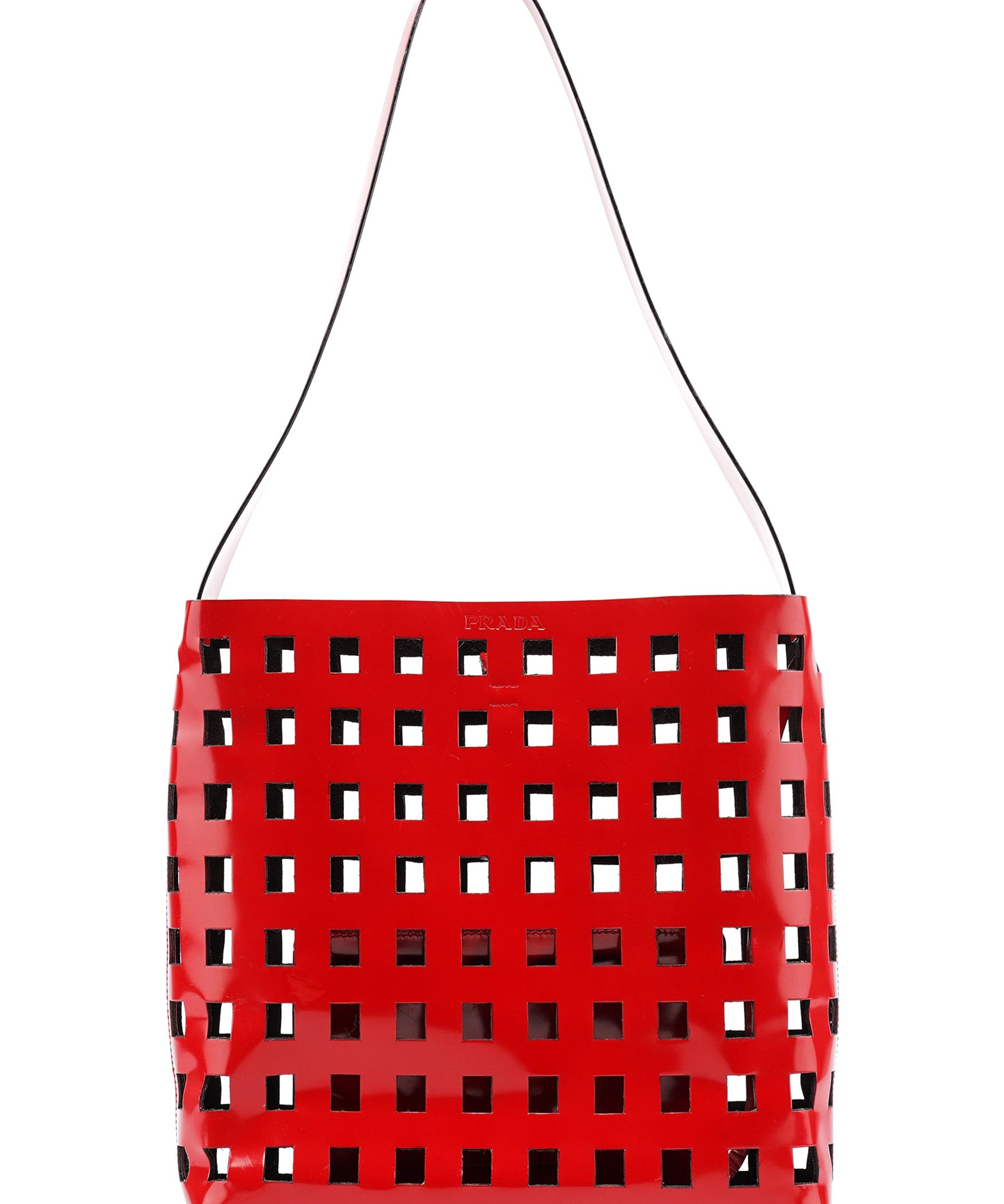 Rediscover Vintage Red Perforated Leather Shoulder Bag