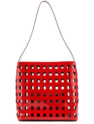 Rediscover Vintage Red Perforated Leather Shoulder Bag