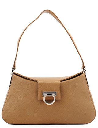 Salvatore Ferragamo Beige Leather Shoulder Bag