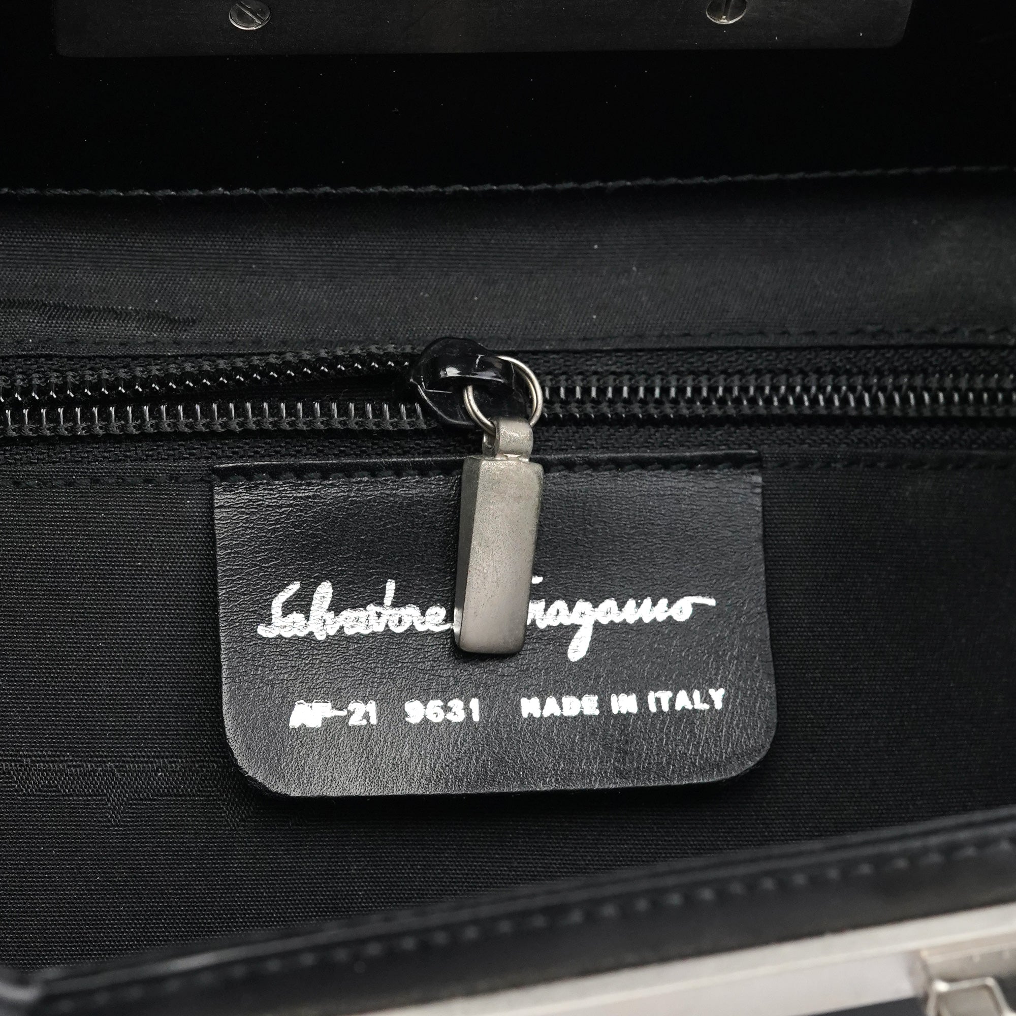 Salvatore Ferragamo Black Geometric Leather Shoulder Bag