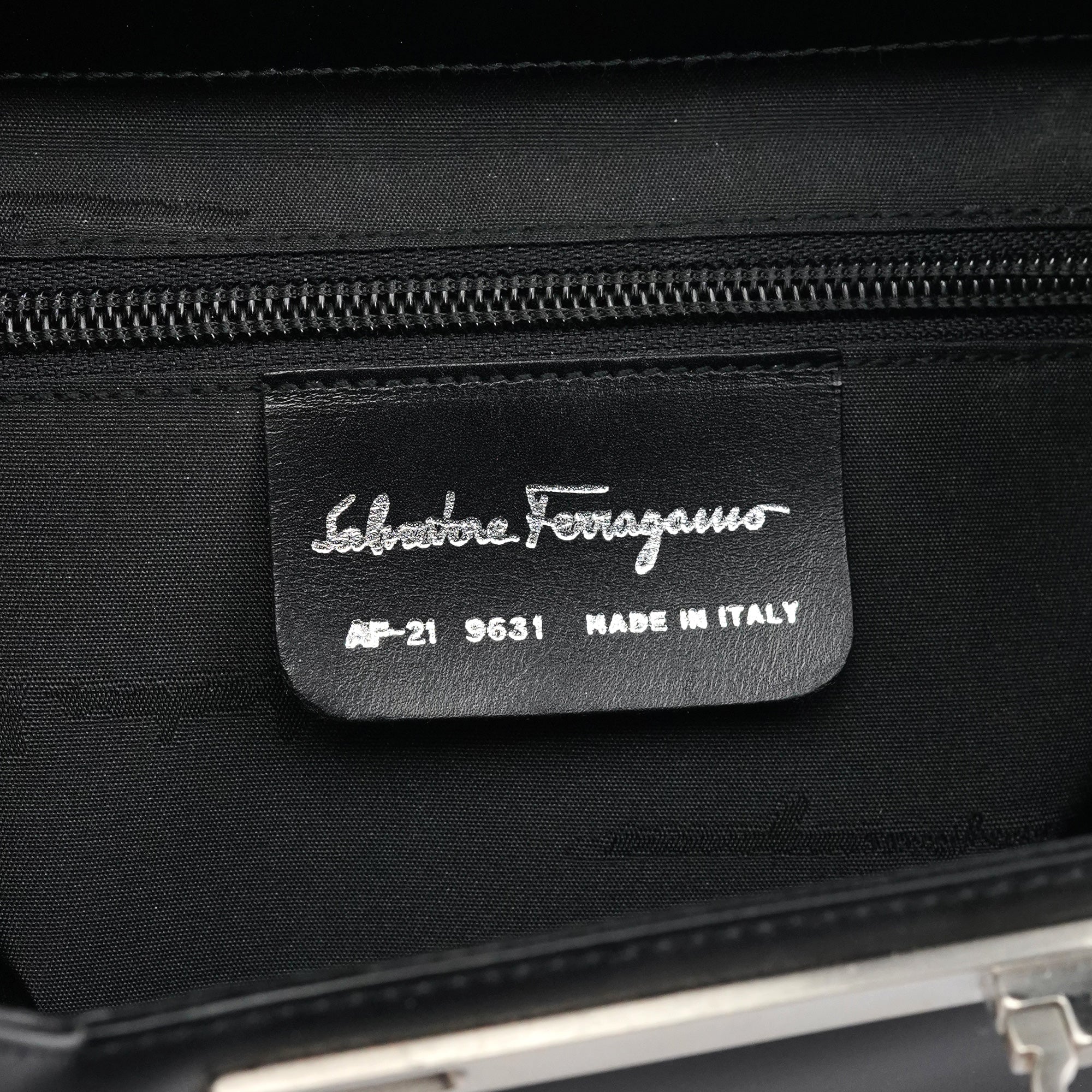 Salvatore Ferragamo Black Geometric Leather Shoulder Bag