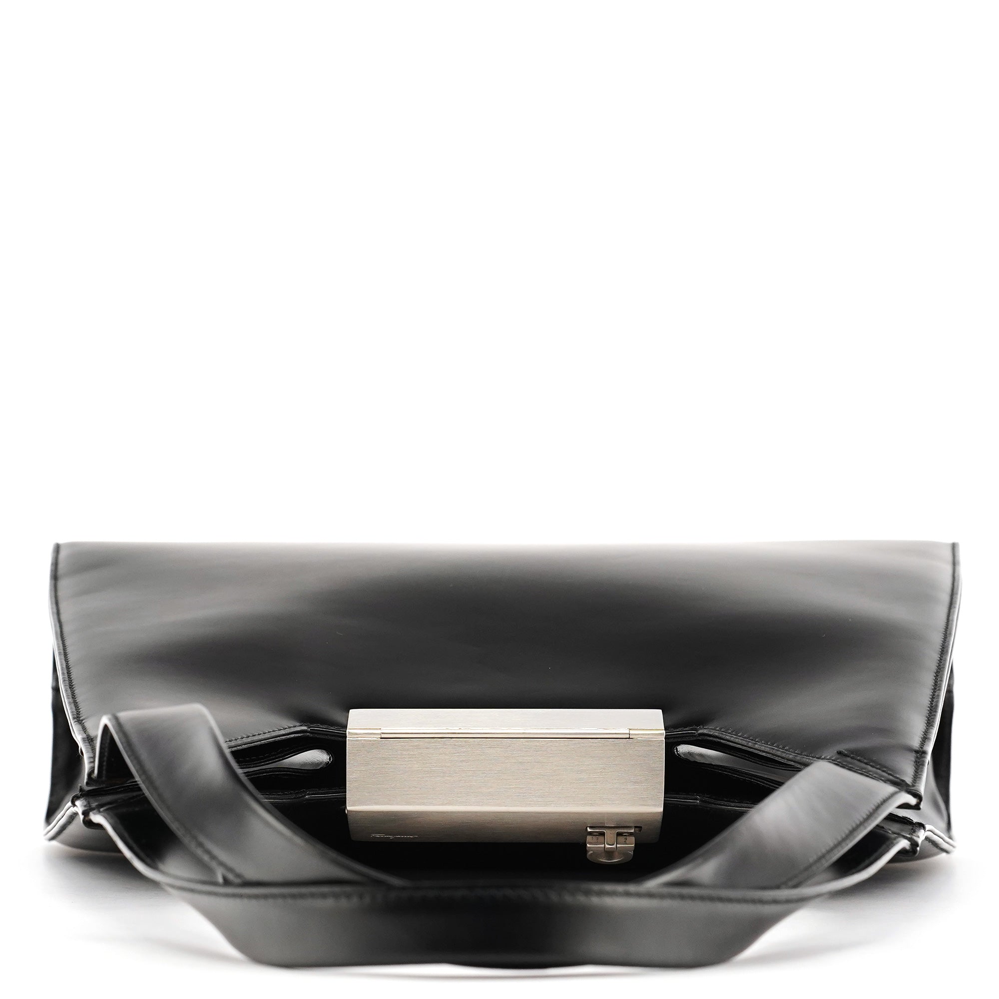Salvatore Ferragamo Black Geometric Leather Shoulder Bag