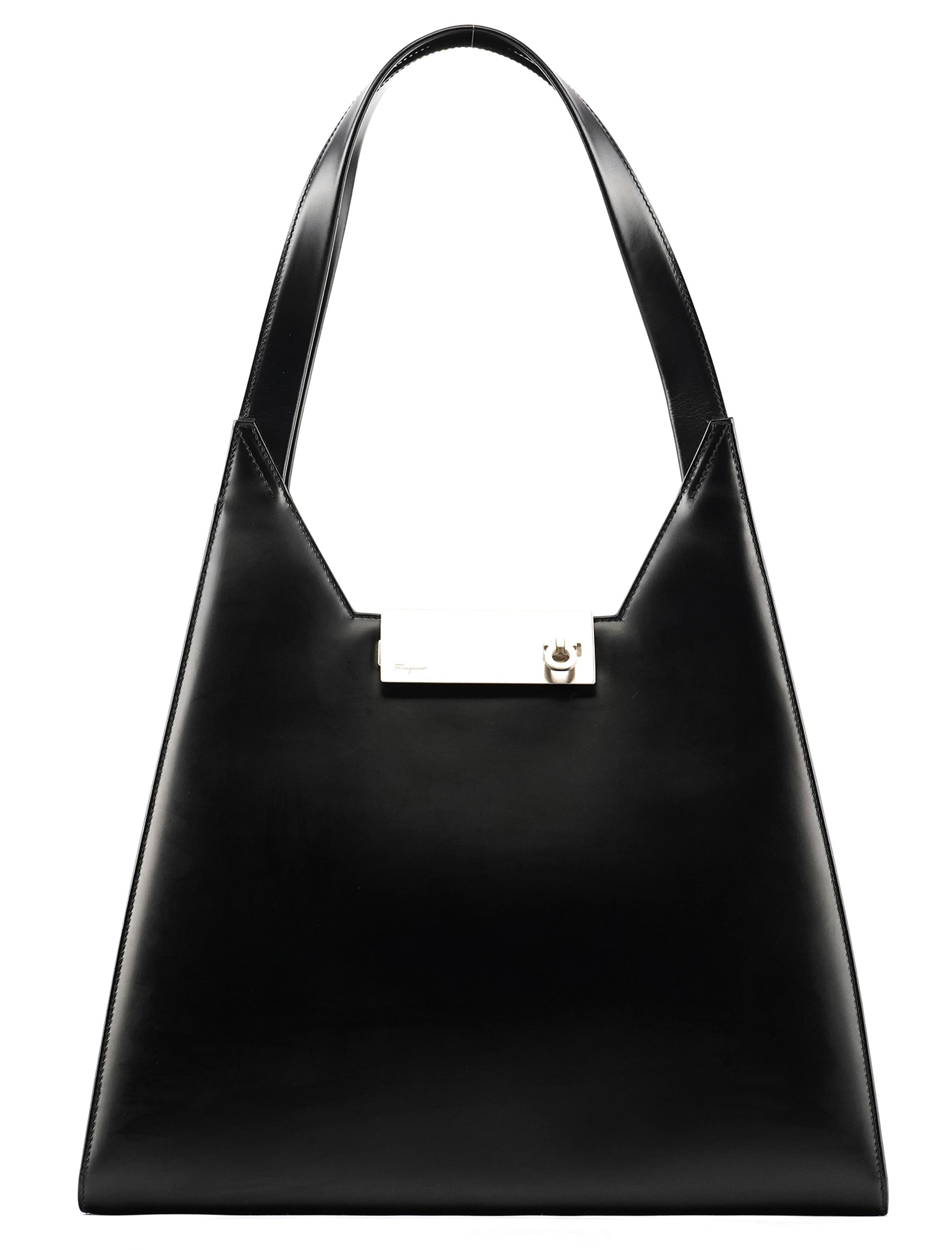 Salvatore Ferragamo Black Geometric Leather Shoulder Bag