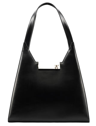 Salvatore Ferragamo Black Geometric Leather Shoulder Bag