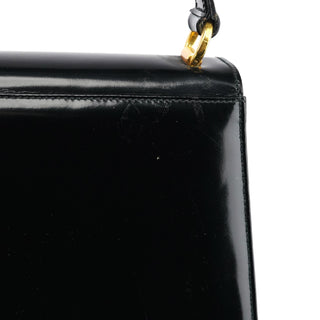 Salvatore Ferragamo Black Patent Leather Top Handle Bag