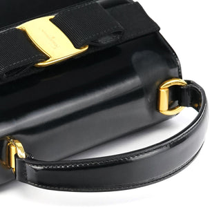 Salvatore Ferragamo Black Patent Leather Top Handle Bag