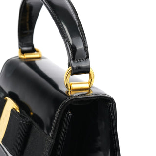 Salvatore Ferragamo Black Patent Leather Top Handle Bag