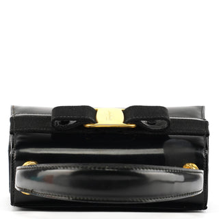 Salvatore Ferragamo Black Patent Leather Top Handle Bag