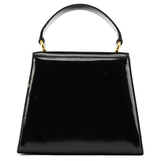 Salvatore Ferragamo Black Patent Leather Top Handle Bag