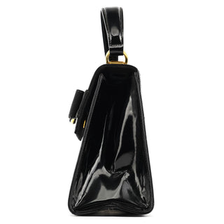 Salvatore Ferragamo Black Patent Leather Top Handle Bag