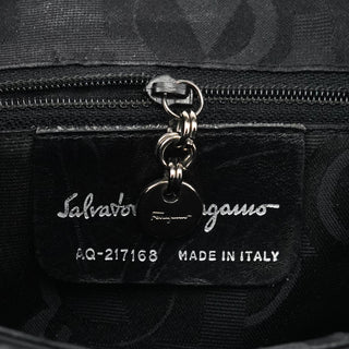 Salvatore Ferragamo Matte Black Leather Top Handle Bag