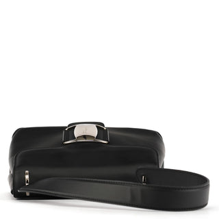 Salvatore Ferragamo Matte Black Leather Top Handle Bag