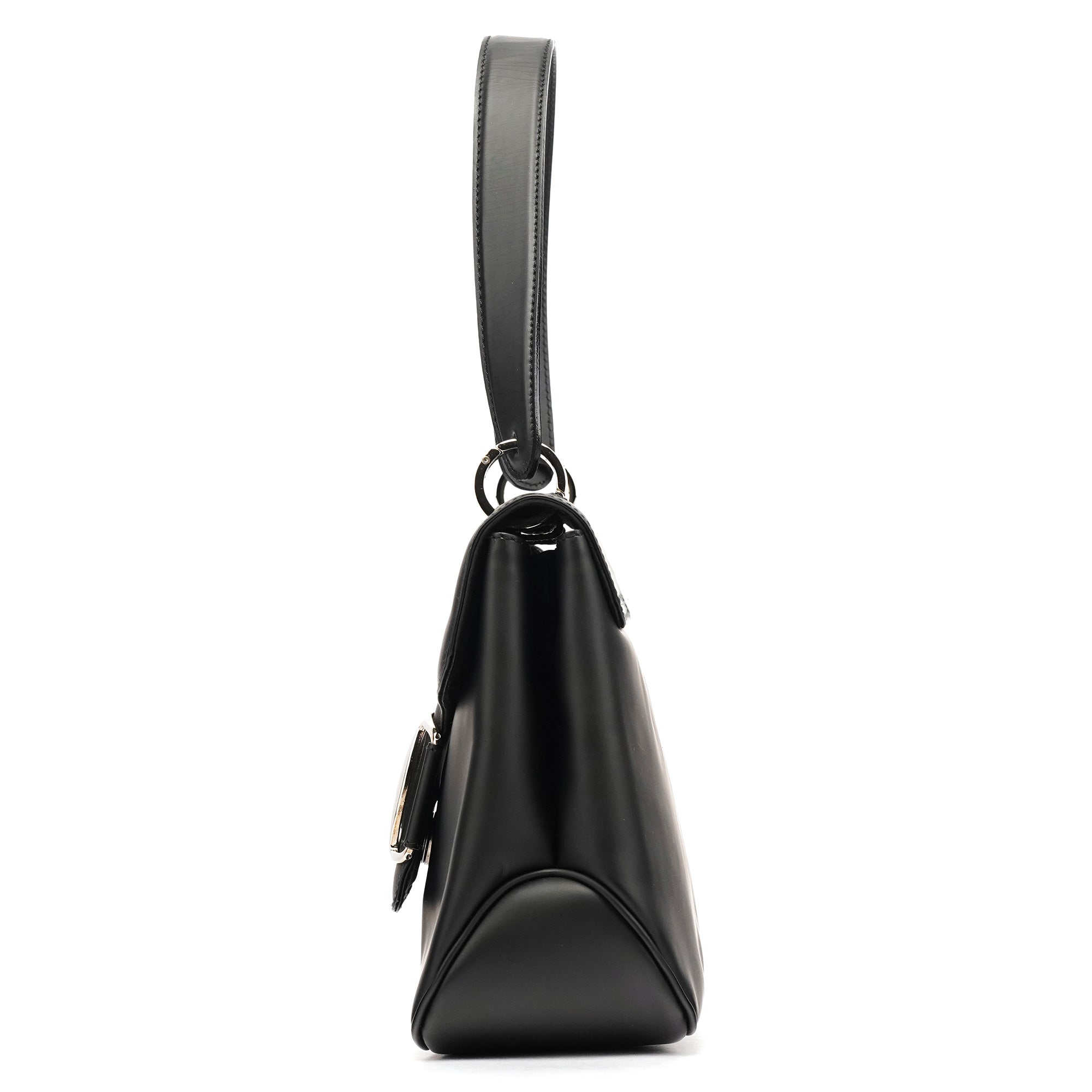 Salvatore Ferragamo Sac à poignée en cuir noir mat