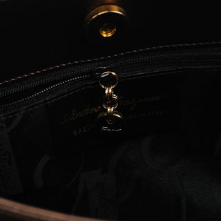 Salvatore Ferragamo Metallic Bronze Leather Shoulder Bag