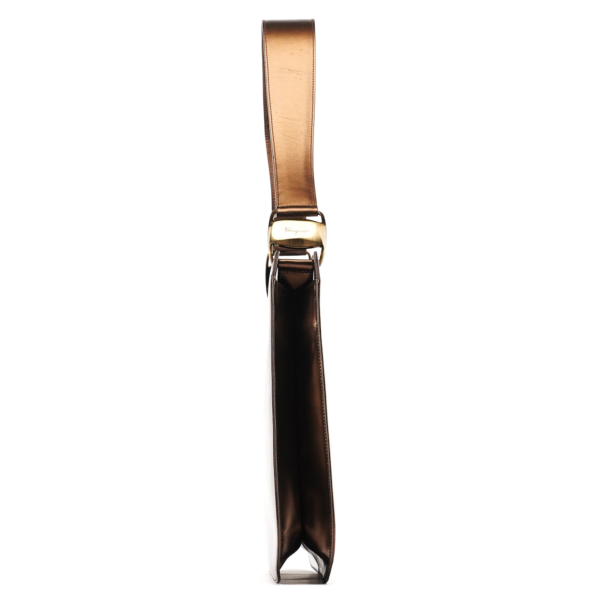 Salvatore Ferragamo Sac porté épaule en cuir métallisé bronze