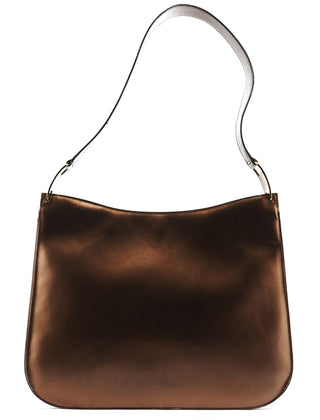 Salvatore Ferragamo Metallic Bronze Leather Shoulder Bag