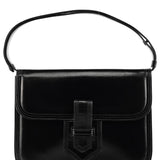 YSL Vintage Black Leather Buckle Shoulder Bag