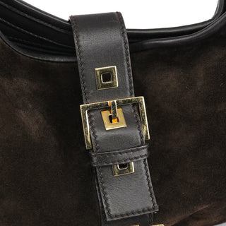 Yves Saint Laurent 001 7002 3754 Brown Suede Leather Shoulder Bag