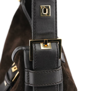 Yves Saint Laurent 001 7002 3754 Brown Suede Leather Shoulder Bag