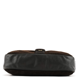 Yves Saint Laurent 001 7002 3754 Brown Suede Leather Shoulder Bag
