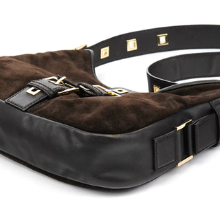 Yves Saint Laurent 001 7002 3754 Brown Suede Leather Shoulder Bag