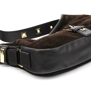 Yves Saint Laurent 001 7002 3754 Brown Suede Leather Shoulder Bag
