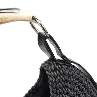 Yves Saint Laurent 107203 Black Braided Rope Mombasa Shoulder Bag