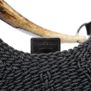 Yves Saint Laurent 107203 Black Braided Rope Mombasa Shoulder Bag