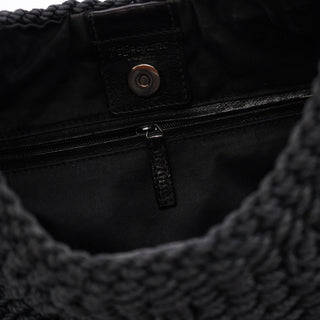 Yves Saint Laurent 107203 Black Braided Rope Mombasa Shoulder Bag