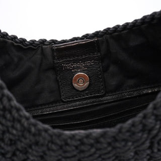 Yves Saint Laurent 107203 Black Braided Rope Mombasa Shoulder Bag