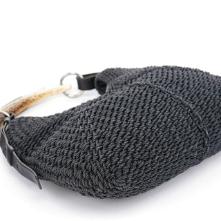 Yves Saint Laurent 107203 Black Braided Rope Mombasa Shoulder Bag
