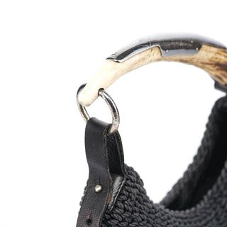 Yves Saint Laurent 107203 Black Braided Rope Mombasa Shoulder Bag