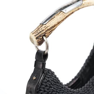 Yves Saint Laurent 107203 Black Braided Rope Mombasa Shoulder Bag