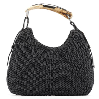 Yves Saint Laurent 107203 Black Braided Rope Mombasa Shoulder Bag