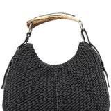 Yves Saint Laurent 107203 Black Braided Rope Mombasa Shoulder Bag