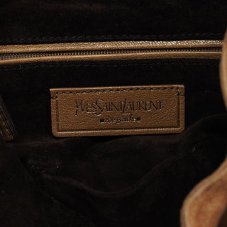 Yves Saint Laurent 112878 213317 Beige Suede Ruffle Shoulder Bag