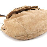 Yves Saint Laurent 112878 213317 Beige Suede Ruffle Shoulder Bag
