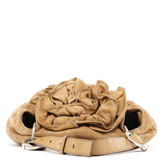 Yves Saint Laurent 112878 213317 Beige Suede Ruffle Shoulder Bag