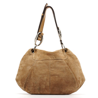 Yves Saint Laurent 112878 213317 Beige Suede Ruffle Shoulder Bag