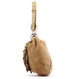 Yves Saint Laurent 112878 213317 Beige Suede Ruffle Shoulder Bag
