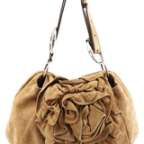 Yves Saint Laurent 112878 213317 Beige Suede Ruffle Shoulder Bag