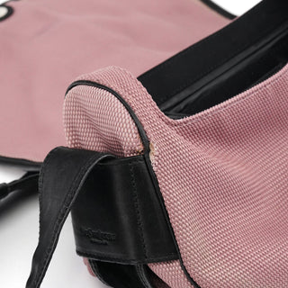 Yves Saint Laurent 120456 Pink Nylon Velvet Buckle Shoulder Bag
