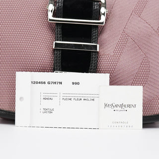 Yves Saint Laurent 120456 Pink Nylon Velvet Buckle Shoulder Bag