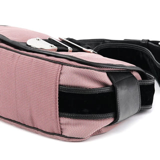 Yves Saint Laurent 120456 Pink Nylon Velvet Buckle Shoulder Bag